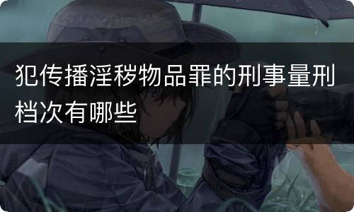 犯传播淫秽物品罪的刑事量刑档次有哪些