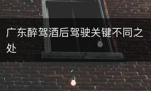 广东醉驾酒后驾驶关键不同之处