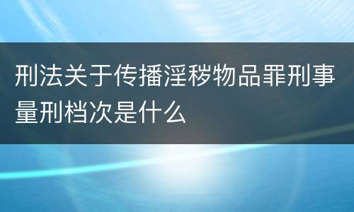 刑法关于传播淫秽物品罪刑事量刑档次是什么