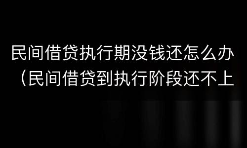 民间借贷执行期没钱还怎么办（民间借贷到执行阶段还不上钱怎么办）