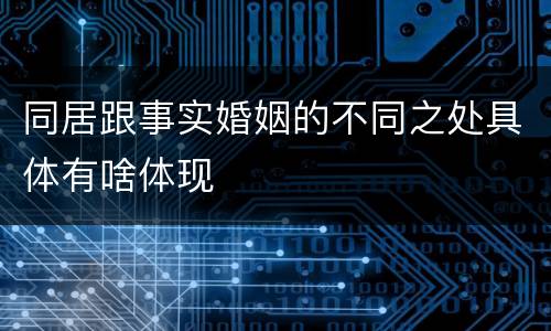 同居跟事实婚姻的不同之处具体有啥体现
