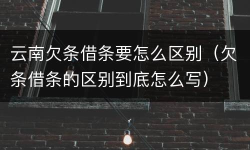 云南欠条借条要怎么区别（欠条借条的区别到底怎么写）