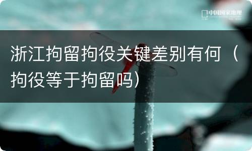 浙江拘留拘役关键差别有何（拘役等于拘留吗）