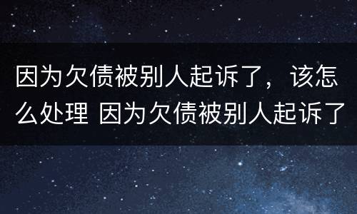 因为欠债被别人起诉了，该怎么处理 因为欠债被别人起诉了,该怎么处理呢
