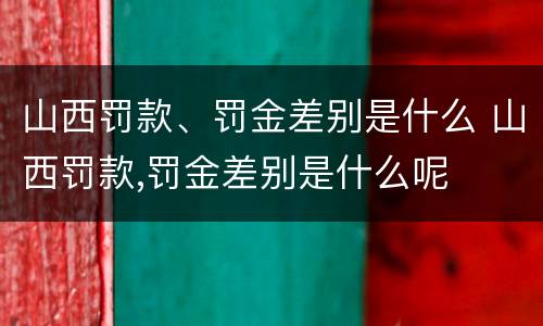 山西罚款、罚金差别是什么 山西罚款,罚金差别是什么呢
