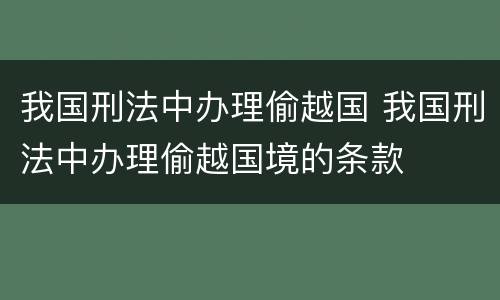 我国刑法中办理偷越国 我国刑法中办理偷越国境的条款
