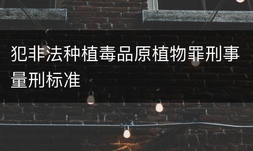 犯非法种植毒品原植物罪刑事量刑标准