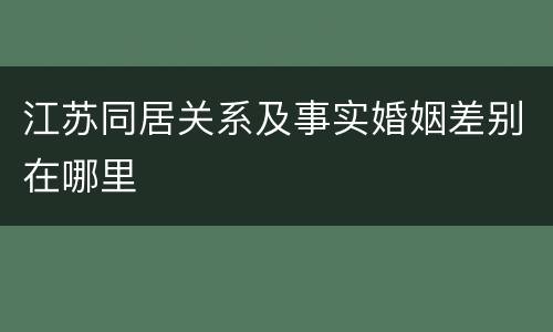 江苏同居关系及事实婚姻差别在哪里