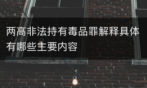 两高非法持有毒品罪解释具体有哪些主要内容