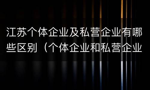 江苏个体企业及私营企业有哪些区别（个体企业和私营企业有什么区别）