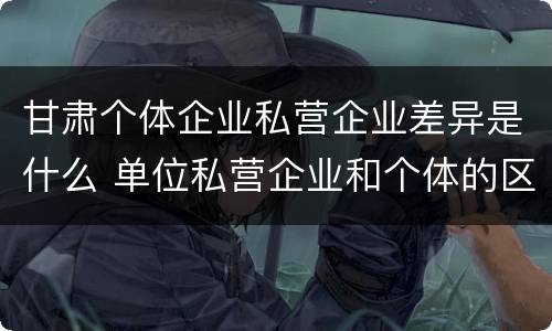 甘肃个体企业私营企业差异是什么 单位私营企业和个体的区别