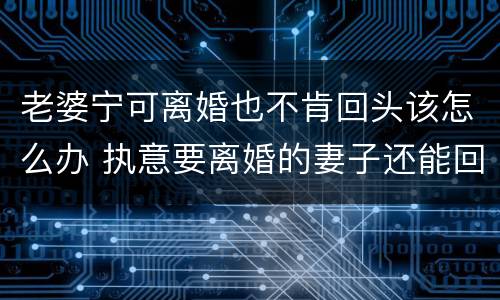 老婆宁可离婚也不肯回头该怎么办 执意要离婚的妻子还能回头吗