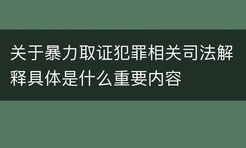 关于暴力取证犯罪相关司法解释具体是什么重要内容