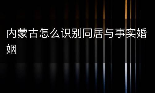 内蒙古怎么识别同居与事实婚姻