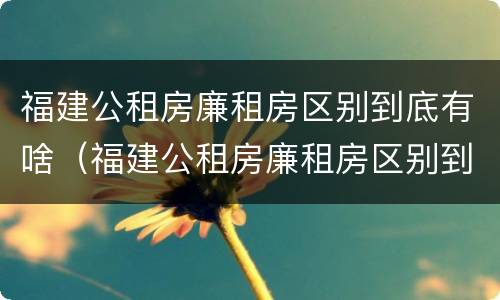 福建公租房廉租房区别到底有啥（福建公租房廉租房区别到底有啥不同）