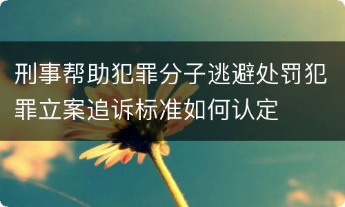 刑事帮助犯罪分子逃避处罚犯罪立案追诉标准如何认定