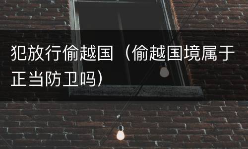 犯放行偷越国（偷越国境属于正当防卫吗）