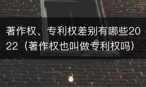 著作权、专利权差别有哪些2022（著作权也叫做专利权吗）
