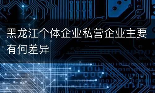 黑龙江个体企业私营企业主要有何差异