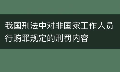 我国刑法中对非国家工作人员行贿罪规定的刑罚内容