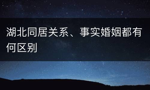 湖北同居关系、事实婚姻都有何区别