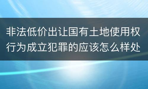非法低价出让国有土地使用权行为成立犯罪的应该怎么样处罚