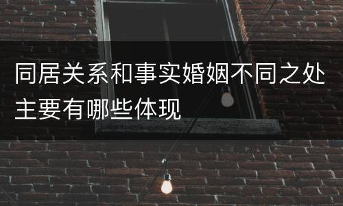 同居关系和事实婚姻不同之处主要有哪些体现