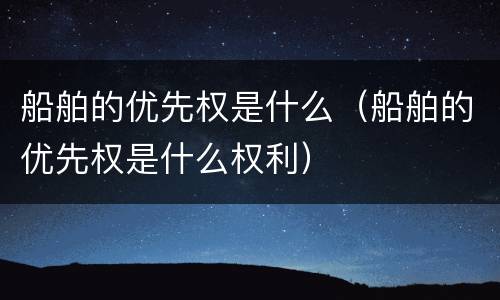 船舶的优先权是什么（船舶的优先权是什么权利）