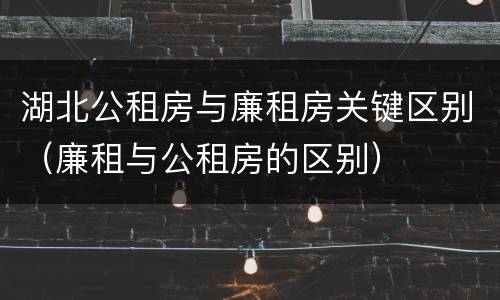 湖北公租房与廉租房关键区别（廉租与公租房的区别）