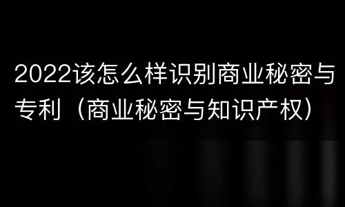 2022该怎么样识别商业秘密与专利（商业秘密与知识产权）