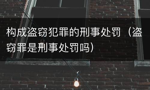 构成盗窃犯罪的刑事处罚（盗窃罪是刑事处罚吗）
