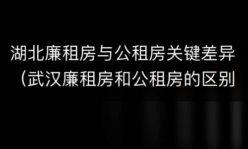 湖北廉租房与公租房关键差异（武汉廉租房和公租房的区别）