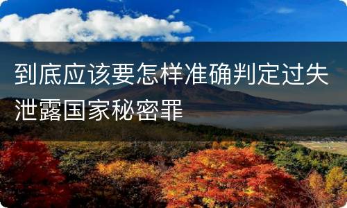 到底应该要怎样准确判定过失泄露国家秘密罪