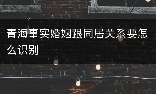 青海事实婚姻跟同居关系要怎么识别