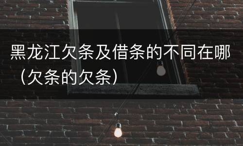 黑龙江欠条及借条的不同在哪（欠条的欠条）