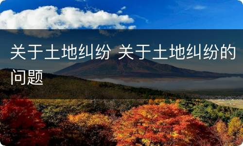 关于土地纠纷 关于土地纠纷的问题