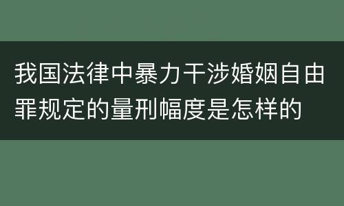 我国法律中暴力干涉婚姻自由罪规定的量刑幅度是怎样的