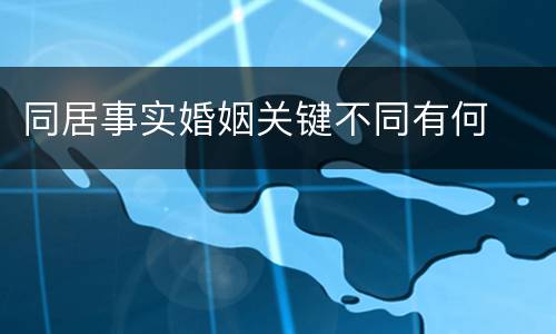 同居事实婚姻关键不同有何