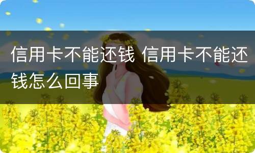 信用卡不能还钱 信用卡不能还钱怎么回事