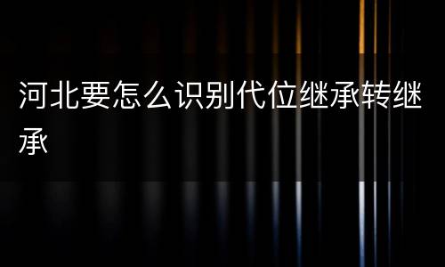 河北要怎么识别代位继承转继承