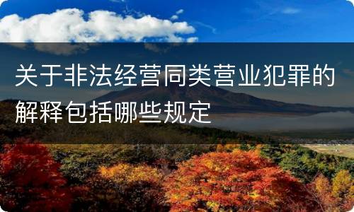 关于非法经营同类营业犯罪的解释包括哪些规定