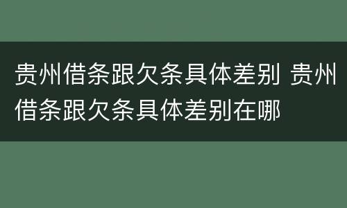 贵州借条跟欠条具体差别 贵州借条跟欠条具体差别在哪
