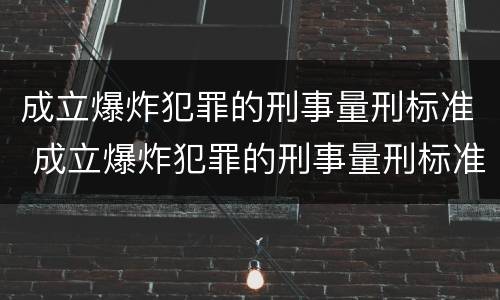 成立爆炸犯罪的刑事量刑标准 成立爆炸犯罪的刑事量刑标准是什么
