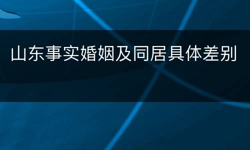 山东事实婚姻及同居具体差别