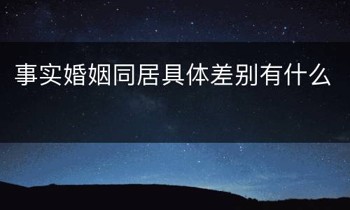 事实婚姻同居具体差别有什么