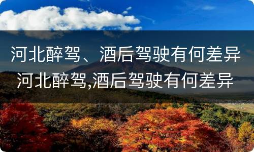 河北醉驾、酒后驾驶有何差异 河北醉驾,酒后驾驶有何差异处罚