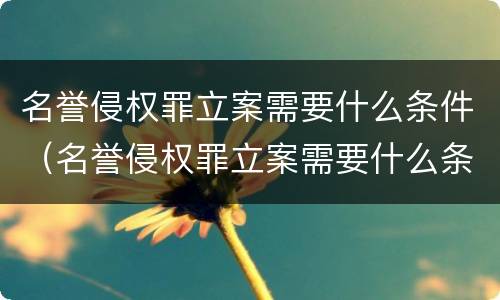 名誉侵权罪立案需要什么条件（名誉侵权罪立案需要什么条件才能立案）