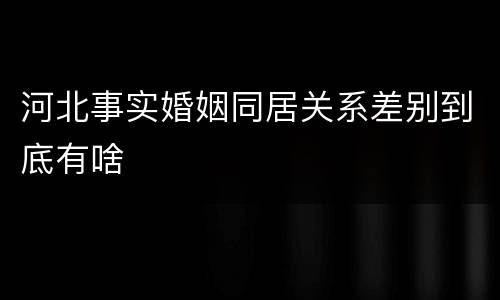 河北事实婚姻同居关系差别到底有啥