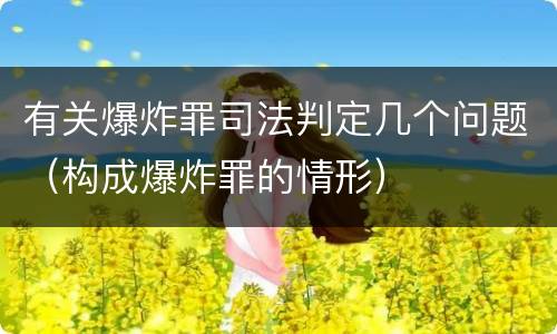 有关爆炸罪司法判定几个问题（构成爆炸罪的情形）