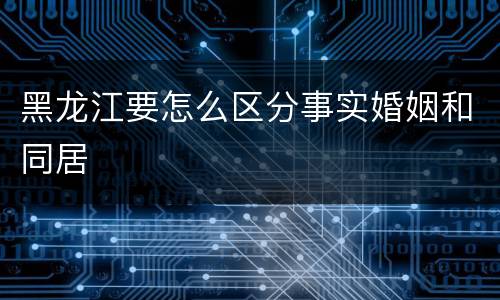 黑龙江要怎么区分事实婚姻和同居
